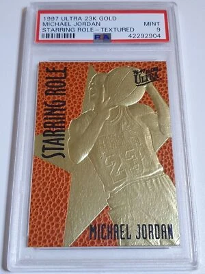 1997 Fleer 23KT Ouro Michael Jordan TEXTURIZADO Papel Estrelado - PSA 9 (POP 14) - Imagem 1 de 3