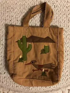 Handmade Southwest Road Runner Tote Bag With Embroidered  Applique & Quilting - Picture 1 of 4