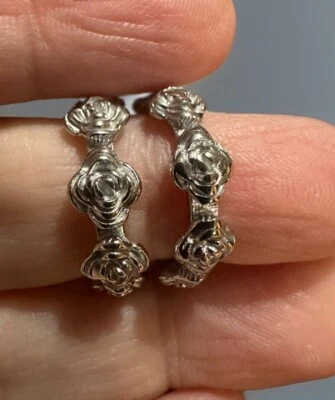 Pendientes Anthropologie Flor Aro Oro Blanco 18K Chapado en Rosa Boho Nuevos con Etiquetas Inoxidable Foto 1 de 4