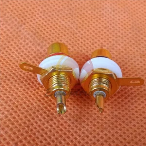 2pcs Brand new Gold Motor Amp Rca Connector Female Chassis Sockets - Picture 1 of 6