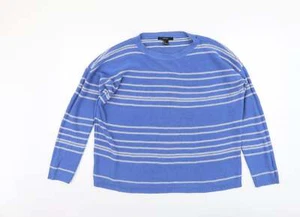 FOREVER 21 Womens Blue Round Neck Striped Cotton Blend Jumper Size S - Picture 1 of 12
