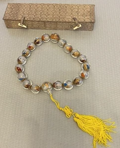 Vintage Chinese Reverse Painted Crystal Glass Prayer Beads 20 Character Faces - Picture 1 of 14