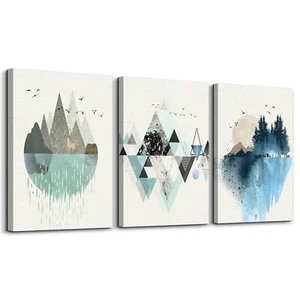 Canvas Wall Art Paintings For Living Room Large Size Abstract Geometry Mounta... - Picture 1 of 6