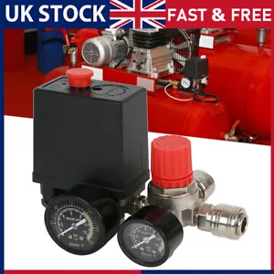 New 220V Air Compressor Pressure Switch Control Valve Manifold Regulator Gauges - Picture 1 of 9