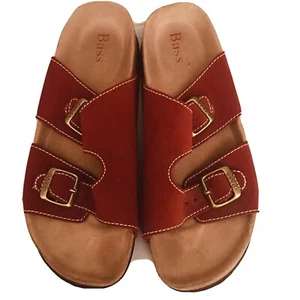 NWOB Bass Red Leather Suede Cleopatra Sandal Slippers - Picture 1 of 2
