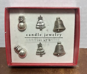 PIER 1 Christmas Set of 6 CANDLE JEWELRY (2 Each Snowman, Christmas Tree, Bell) - Picture 1 of 2