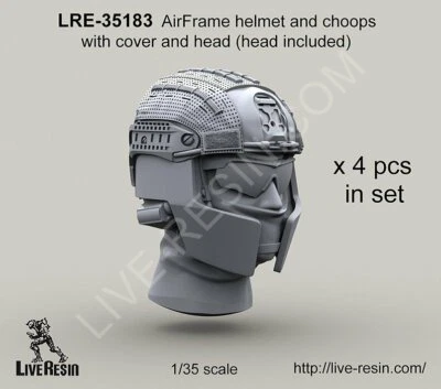 Live Resin LR-35183 1/35 Airframe Helmet with Cover and Choops, with Head Foto 1 de 2
