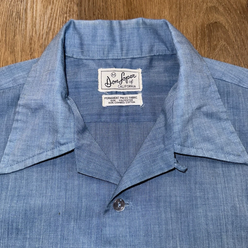 Camisa Don Loper vintage años 60 California mediados de siglo cuello lazo atómica para hombre mediana Foto 1 de 4