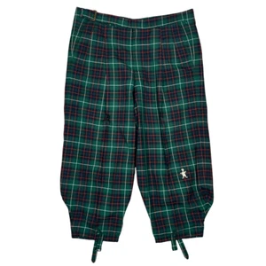 The T Barry Co Knicker Co Pleated Golf Trousers Mens 40 Green Red Plaid Vintage - Picture 1 of 12