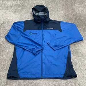 Columbia Interchange Windbreaker Rain Jacket Mens Large Blue Hoodie Lightweight - Picture 1 of 20