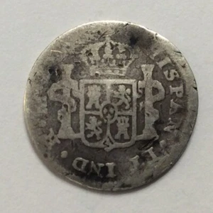 1805 or 1815 CAROLUS IIII CAROL IV HALF REALE SILVER COIN SPAIN MEXICO PIRATE - Picture 1 of 2