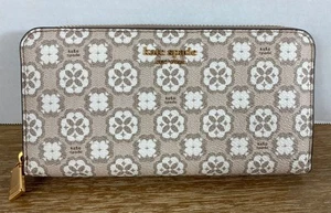 NWT Kate Spade Flower Monogram in Natural Coated Canvas K8937 Continental Wallet - Picture 1 of 9