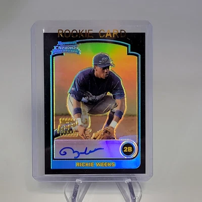 Milwaukee Brewers Rickie Weeks 2003 Bowman cromo draft refractor novato automático radiocontrol Foto 1 de 4