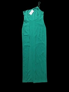 Maniju Damen One Shoulder grün Bodycon Maxikleid mit Schlitz Gr. L Neu mit Etikett - Bild 1 von 9