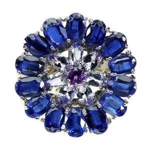 Anello in argento sterling 925 ovale cianite 6x4 mm pietra preziosa... - Foto 1 di 13