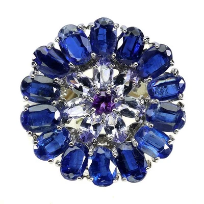 Anello in argento sterling 925 ovale cianite 6x4 mm pietra preziosa... - Immagine 1 di 4