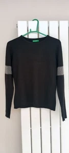 Benetton Vintage Black Wool Jumper Size Small - Picture 1 of 4