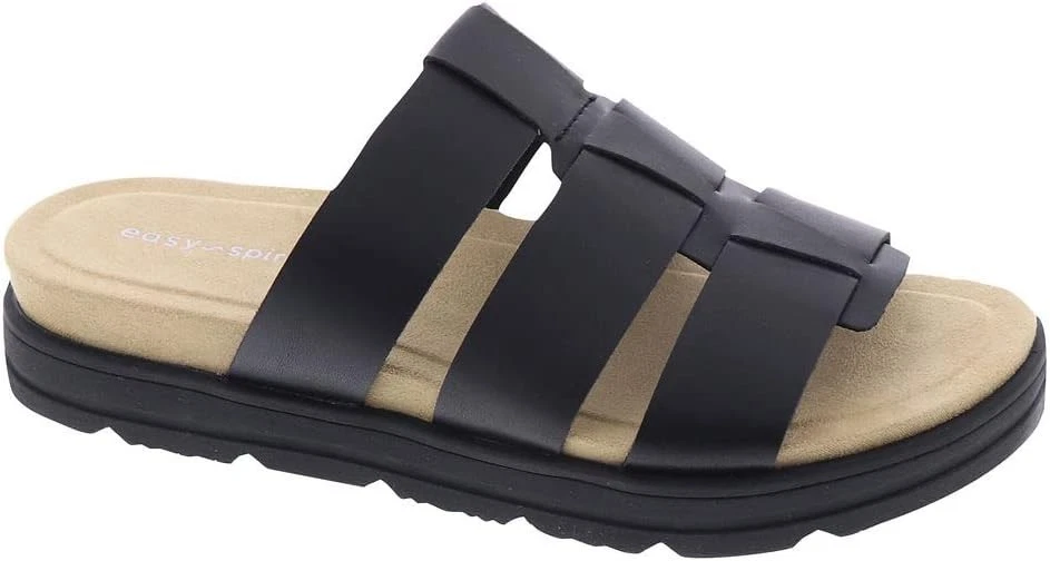 Sandalias Easy Spirit para mujer 9 anchas Salana 3 extensiones negras imitación cuero informales abiertas Foto 1 de 4
