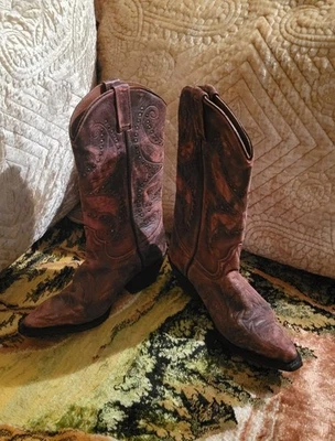 Bota Western Eight Second Angel Mujer Talla 6.5 Cuero Rosa Lavado Tachuelas Punta Corta Foto 1 de 4