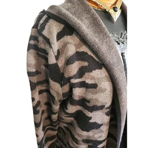 Rachel Zoe Camo Print Knit Cardigan Hoodie Sweater Size XS Gray Black Green EUC! - Picture 1 of 5