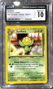 Pokémon Card 1st Ed. Sunflora CGC 10 Gem Mint, Neo Genesis 50/111, WOTC 2000 - Picture 1 of 4