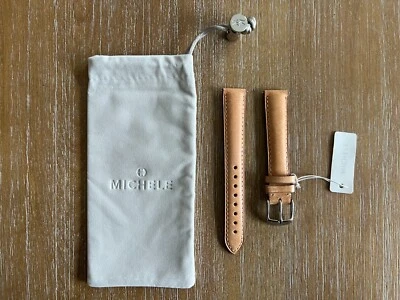 NEW MICHELE 16MM TAN LEATHER STRAP WITH POUCH MS16AA270231 - Image 1 of 3