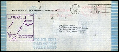 1962 First Air Mail Flight Pan American Jet San Juan PR Lisbon Portugal Miami FL - Image 1 of 2