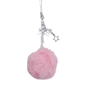 Phone Lanyard Pink Pompoms Keychain Pink Bowknot Hollow Pentagrams Keyring - Zdjęcie 1 z 8