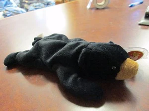 MWMT Blackie Bear TY Original Beanie Baby RETIRED PVC Pellets Crooked Nose 1993 - Bild 1 von 8