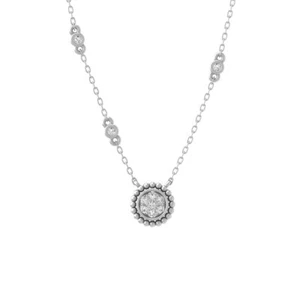 Sterling Silver Natural Diamond Cluster Pendant Necklace 18" Silver Cable Chain - Picture 1 of 7