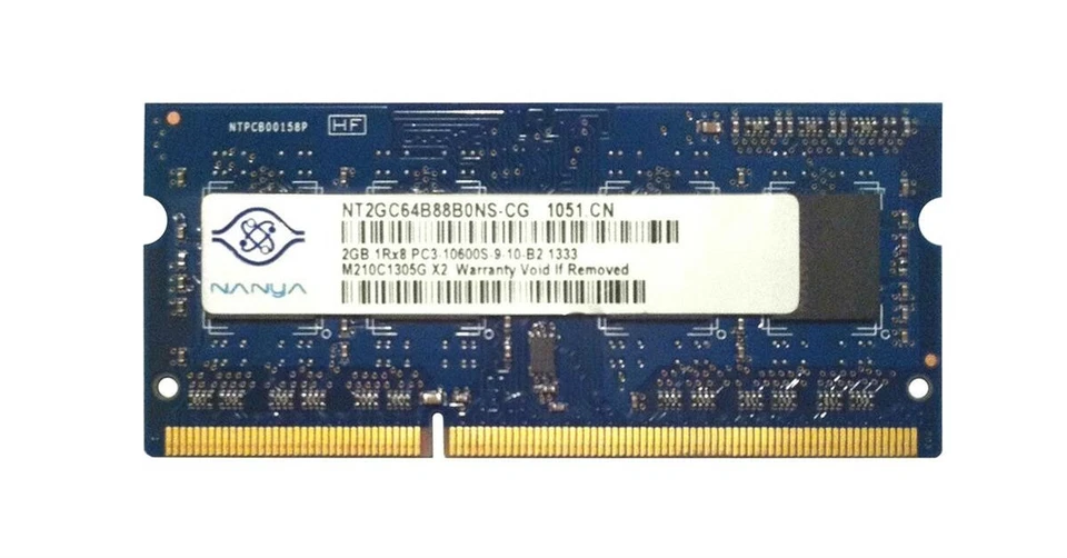 NT2GC64B88B0NS-CG Nanya 2GB PC3-10600 DDR3-1333MHz non-ECC Unbuffered CL9 204-P - Image 1 of 1