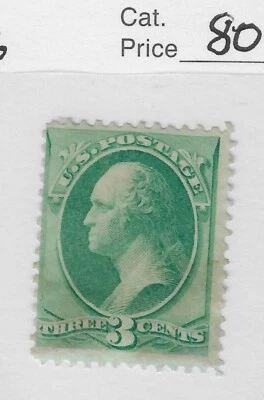 US Scott # 147, 3 centavos verde, Washington, 1870, Mhr, en estado bastante bueno, scv. $80 Foto 1 de 2