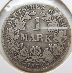 Coin German Empire Imperial Silver 1 Mark 1873 B in Fine - Picture 1 of 2