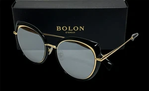NUEVAS GAFAS DE SOL BOLON DE GRAN TAMAÑO MARGOT BL 6066 B11 53 DORADAS NEGRAS ESPEJADAS GRIS - Imagen 1 de 5