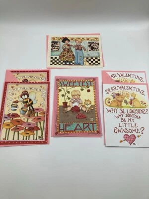 Lote de 6 tarjetas de felicitación de San Valentín Mary Engelbreit vintage con sobres Foto 1 de 4