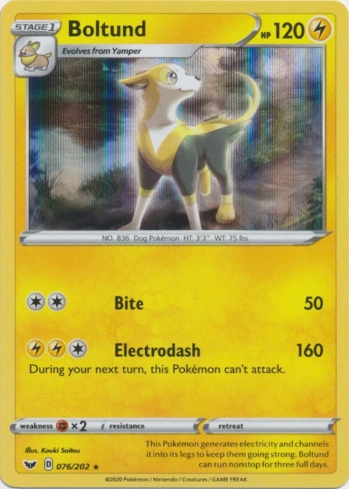 Holo Boltund 076/202 Rare Sword & Shield Base Set Pokemon TCG - Image 1 of 1