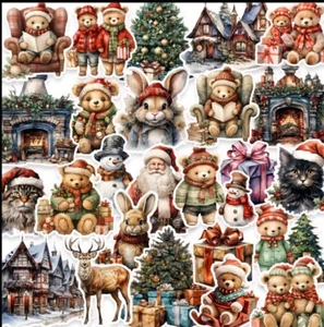 10 pegatinas de Navidad #2 - álbum de recortes, diario, manualidades y tarjetas hágalo usted mismo - Imagen 1 de 4