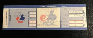 RARO BOLETO COMPLETO-5/19/85 EXPOSICIONES/PADRES-ORTIGAS 2.000TH HIT/GWYNN 3 HITS/LLUVIAS#29 - Imagen 1 de 1