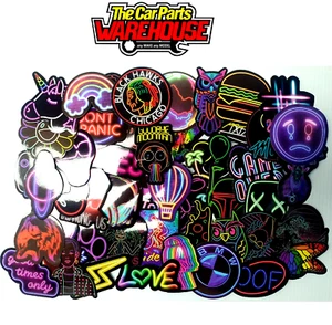 50 QUALITY Vinyl Neon Stickers cars motorbikes wall vans soap or tool box - Picture 1 of 3