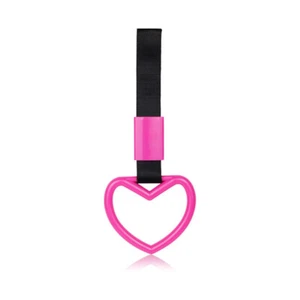 Dije Corazón Tsurikawa Rosa - Decoración Colgante Escape Coche JDM, Correa Negra Duradera - Imagen 1 de 2