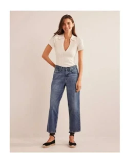 NWT BODEN High Rise Tapered Jeans W28 L32 - Mid Blue - BNIB - Picture 1 of 6