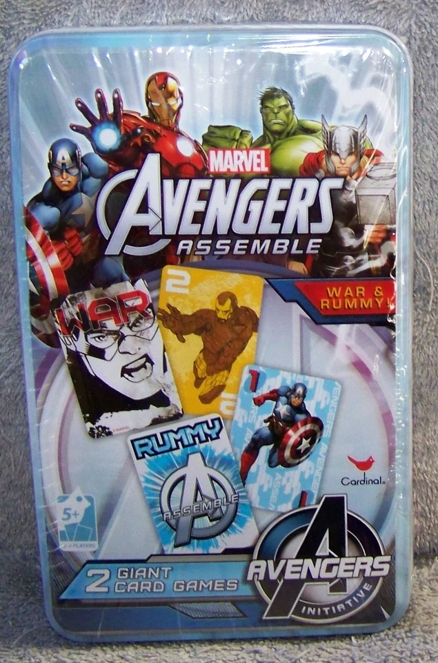 Marvel Avengers Assemble - 2 Card Games - Rummy & War Underplayed B4