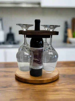 木制桌面葡萄酒杯架-阿米什制造 — 第 1/4 张图片