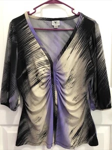 womens Worthington stretch size L ruched v-neck top - Picture 1 of 9