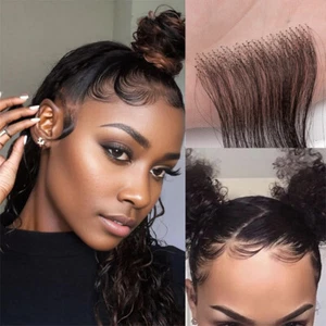 Virgin Human Hair Edges w/Baby Hair Hairline Strips Patch Piece for Black Women - Picture 1 of 15
