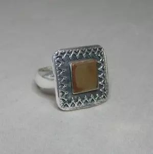 VINTAGE HAND CRAFTED STERLING SILVER AND GOLD RING 3369 - Picture 1 of 6