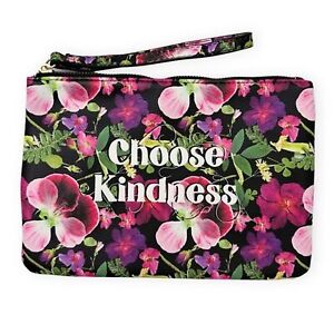 Betsey Johnson Choose Kindness Floral Wristlet Clutch Zip Pouch