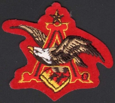 Vintage uniform patch ANHEUSER BUSCH die cut flying A eagle red unused n-mint - Image 1 of 2