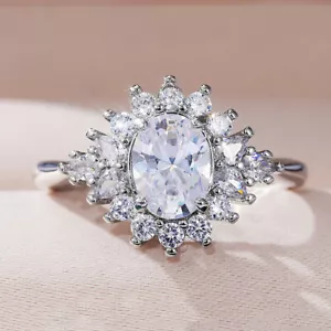 Elegant Women 925 Silver Filled Ring Cubic Zircon Engagement Jewelry Sz 6-10 - Picture 1 of 8