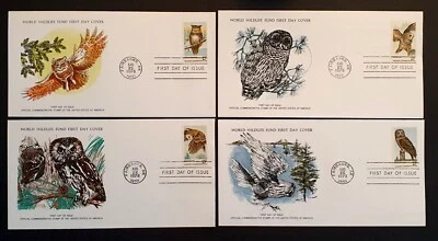 USA Stamps 1978 WWF Owls First Day Covers Set of 4 (w) - Image 1 of 2